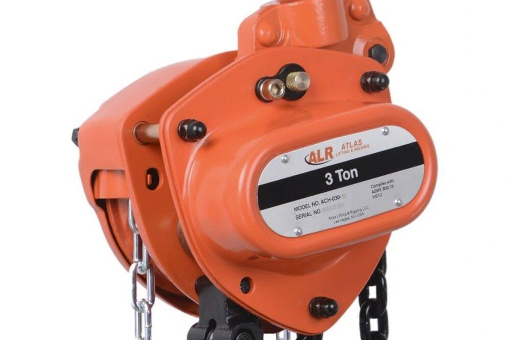 Atlas Lifting and Rigging ACH 3 Ton Chain Hoist 10 Ft. Lift with Overload Protection, large image number 2