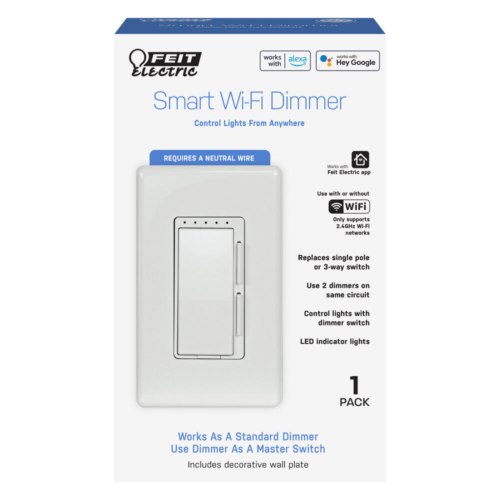 Feit Electric White 120V 150/450W Smart WiFi Dimmer, large image number 2