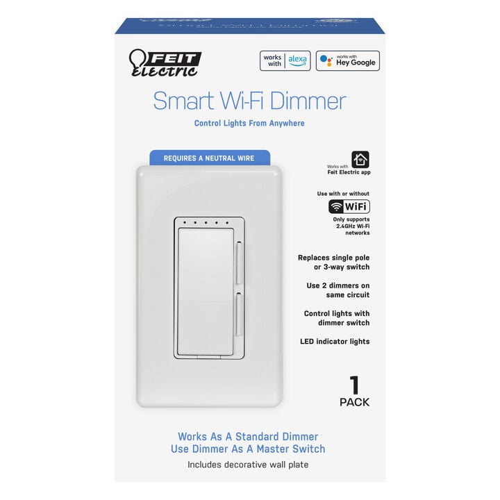 Feit Electric White 120V 150/450W Smart WiFi Dimmer, large image number 1