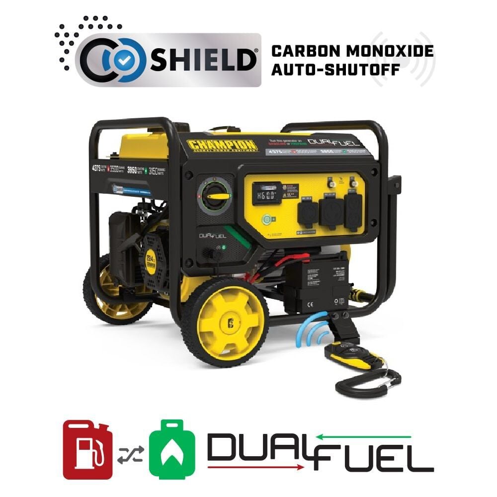 Champion Power Equipment 4375 Watt Dual Fuel Portable Generator with CO Shield and Wireless Start – 201297