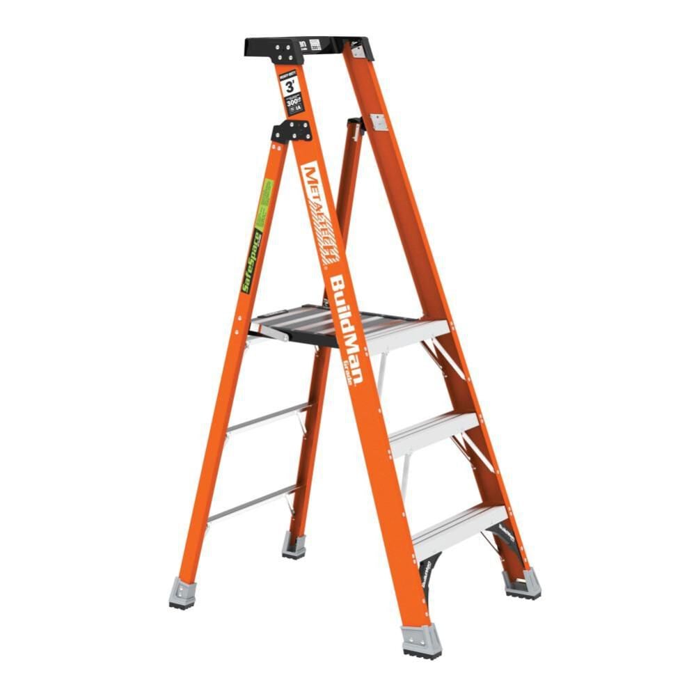 Metaltech 3 Foot Safe Space Fiberglass Step Ladder – E-PSFB3T1A