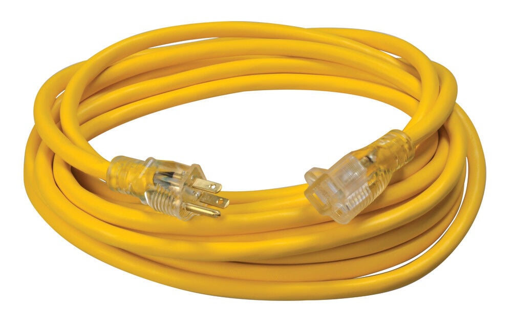 Southwire SJTWHigh Visibility Yellow Extension Cord Lighted End 25 Ft 12/3, large image number 1
