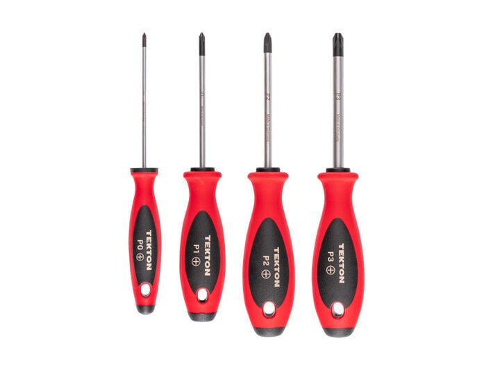 Tekton Phillips Screwdriver Set - 4 Inch Shanks 4 Piece #0 - #3