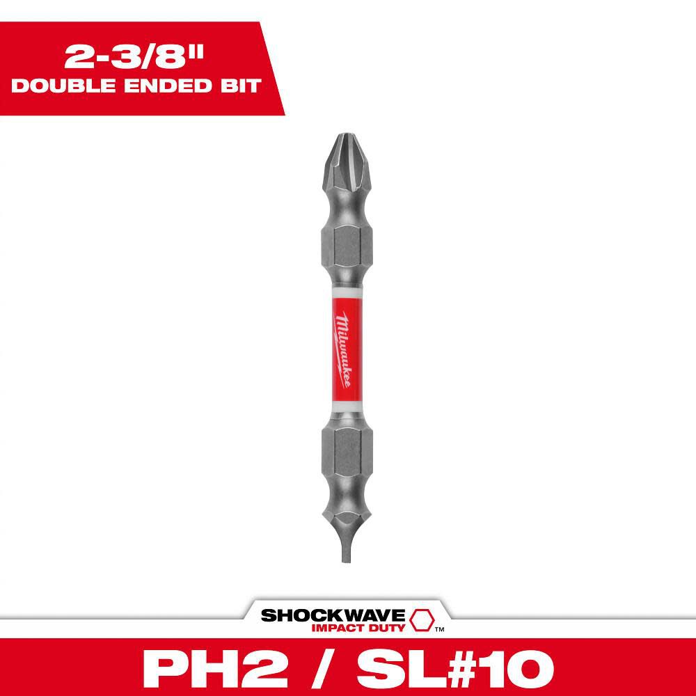 Milwaukee SHOCKWAVE Impact Phillips #2 / Slotted 1/4 in