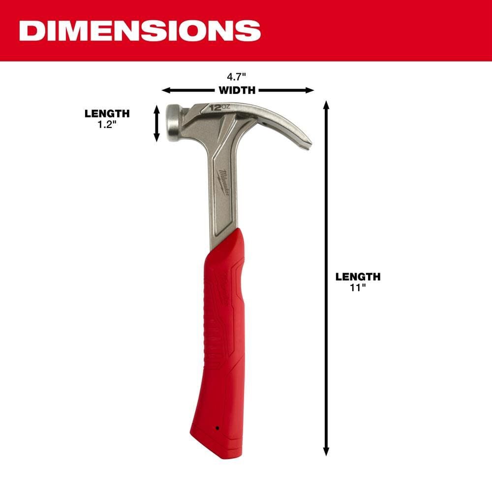 Milwaukee 12oz Smooth Face Hybrid Claw Finish Hammer 48-22