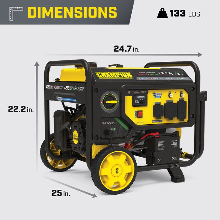 Champion Power Equipment 4750-Watt Electric Start Dual Fuel 50 State RV Ready Portable Generator CARB Compliant, large image number 6