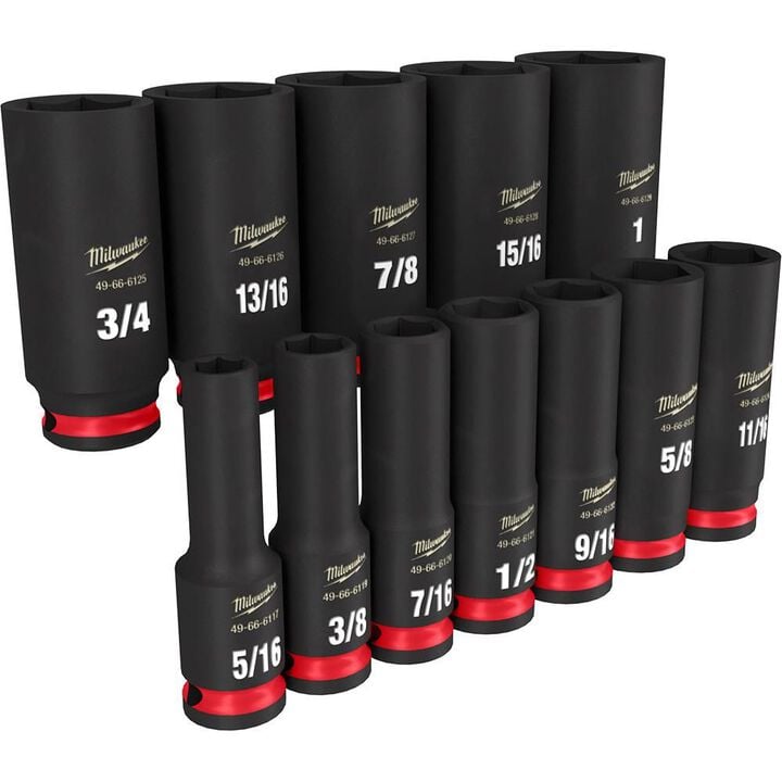 Milwaukee Impact Socket 12PC 3/8in Drive SAE DP 6Point Tool Set, large image number 3