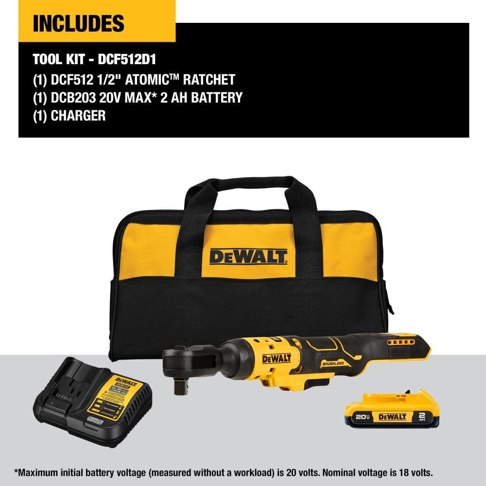 DEWALT ATOMIC 20V MAX Ratchet Brushless Kit 1/2in Simolary simolary.com 6