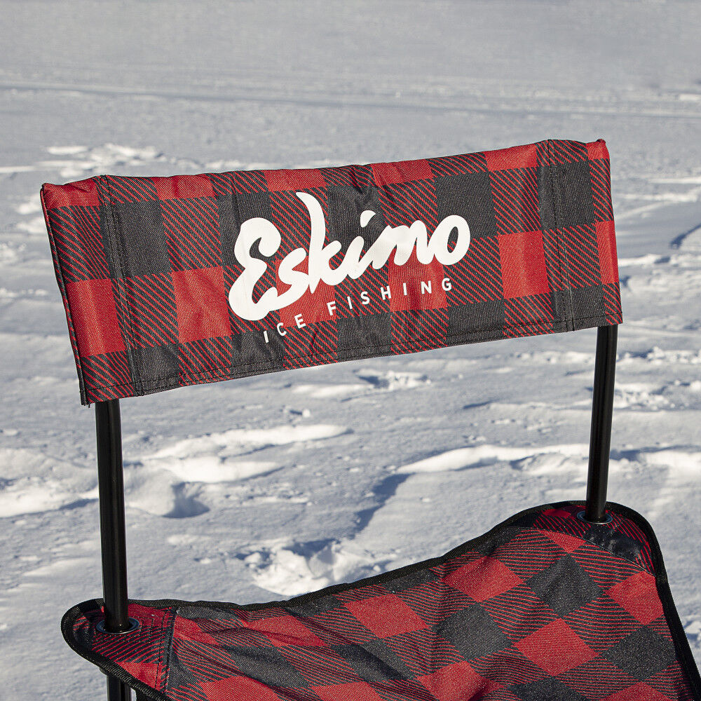 Eskimo Folding Ice Fishing Chair with 600 Denier Plaid Pattern Fabric and  Carrying Bag 34789 - Acme Tools