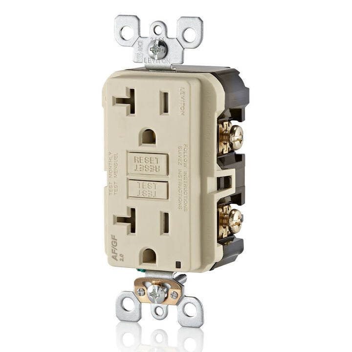 Leviton SmartlockPro AFCI/GFCI Outlet 20A 125V Duplex LightAlmond, large image number 3