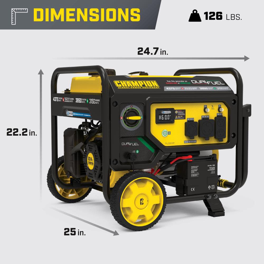 Champion Power Equipment 4375-Watt Wireless Start Dual Fuel 49 State RV Ready Portable Generator, large image number 9