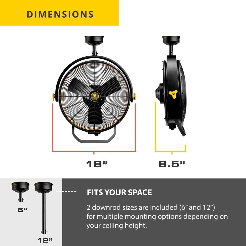 Mule 18 inch Ceiling Mounted Garage Fan with Remote 3000 CFM, large image number 9
