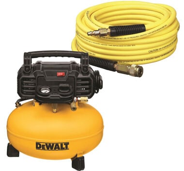 DEWALT 6 gal 165 PSI Pancake Compressor with 50ft Air Hose Bundle