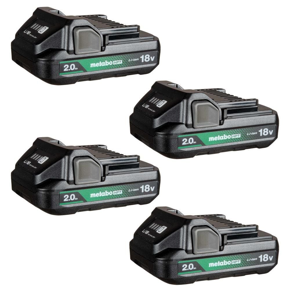 Metabo HPT 18V 2Ah Lithium Ion Power Tool Battery Pack with Fuel Indicator (4 Pack) - 381495M