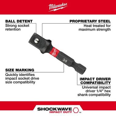 Milwaukee SHOCKWAVE Hex Shank Socket Adapter Set, large image number 2