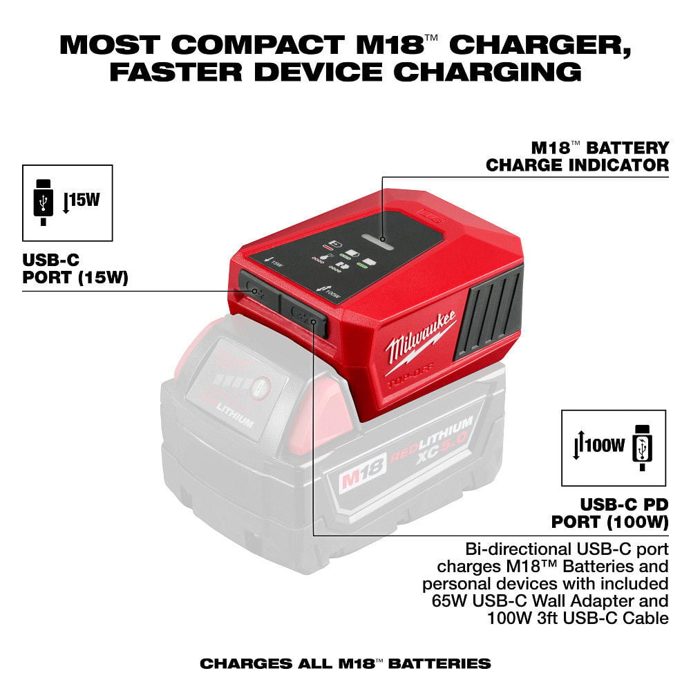 Milwaukee M18 TOP-OFF Charger and Power Supply Bare Tool, large image number 3