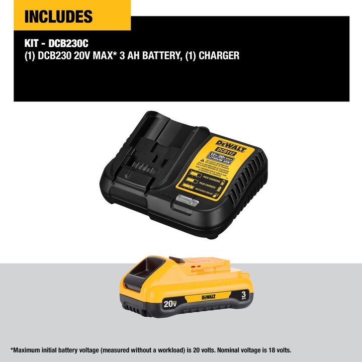 DEWALT 20V MAX Starter Kit with 3 Ah Compact Battery and Charger, large image number 2