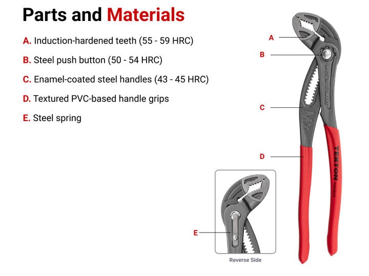 Tekton 10 Inch Angle Nose Push Button Adjustable Pliers, large image number 4