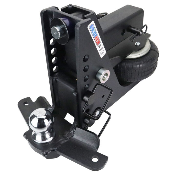 Shocker Hitch HD 20K Max Black 2.5 Inch Air Receiver Hitch & Drop Sway Bar Tab Ball Mount 2-5/16 Inch Hitch Balls, large image number 1