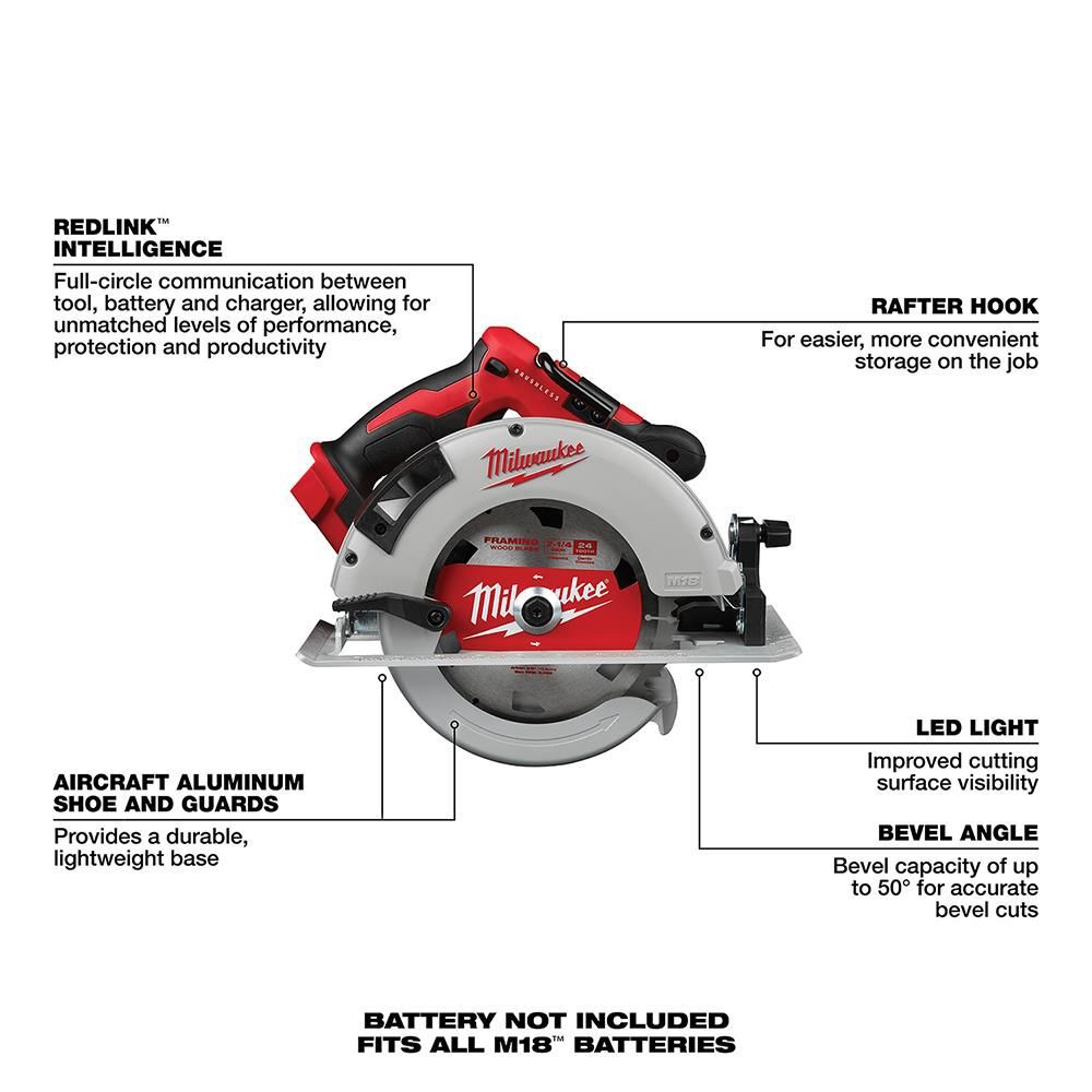 Milwaukee M18 Brushless 7-1/4 in. Circular Saw (Bare Tool), large image number 3