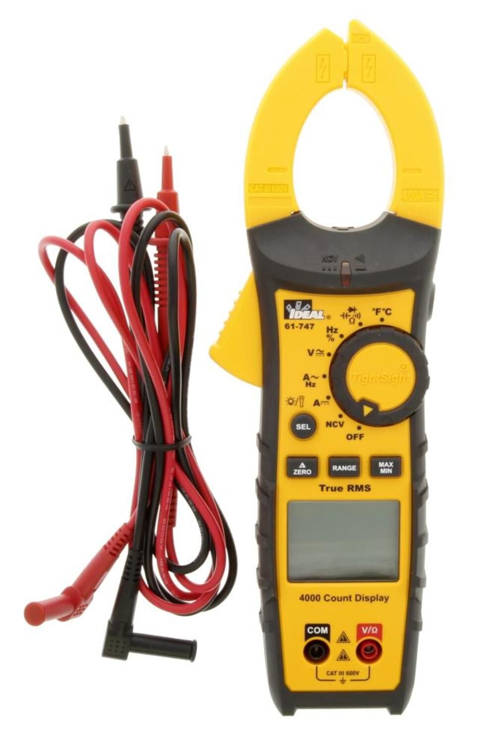 Ideal Industries 400A AC DC TRMS Clamp Meter, TightSight, with Flashlight, NCVT and Temp, large image number 8