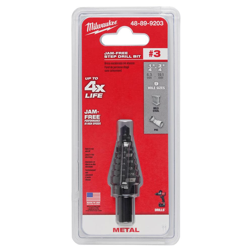 Milwaukee #3 Step Drill Bit 1/4 in. - 3/4 in. x 1/16 in., large image number 7