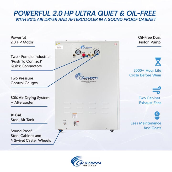 California Air Tools 2 HP 10-Gallon Compressor with Dryer Cabinet, large image number 10
