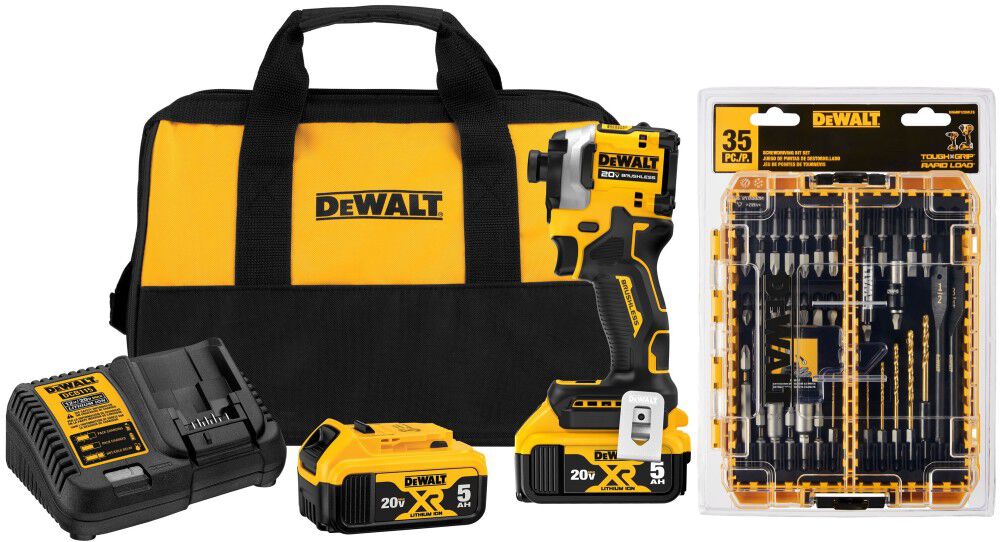 DEWALT ATOMIC 1/4 Inch Impact Driver & Rapid Load Accessory Set With Toughcase+ Bundle, large image number 1