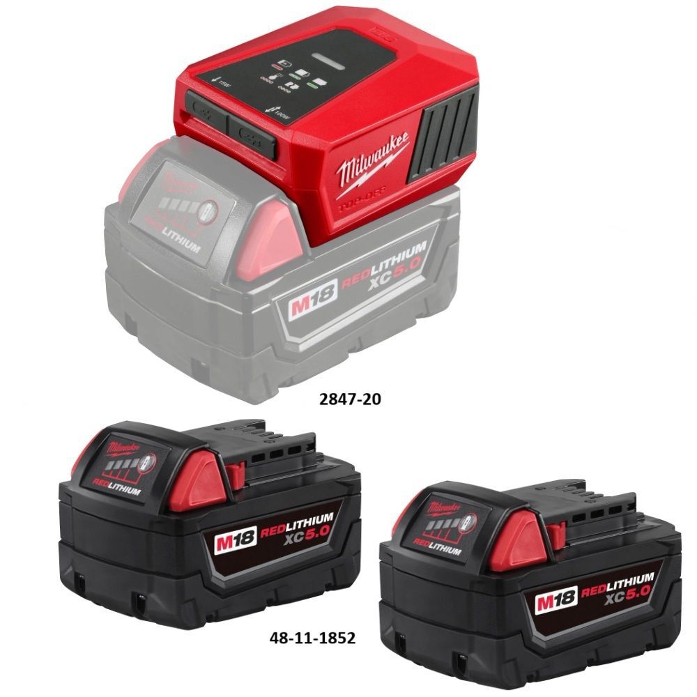 Milwaukee M18 TopOff Charger & Power Supply & XC5.0 Battery Two Pack Bundle, large image number 2