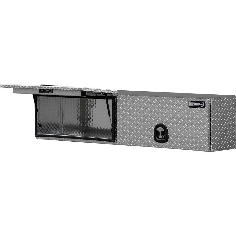 Buyers Products Company 18x16x72 Inch Diamond Tread Aluminum Topsider Truck Box with Flip-Up Doors, large image number 4