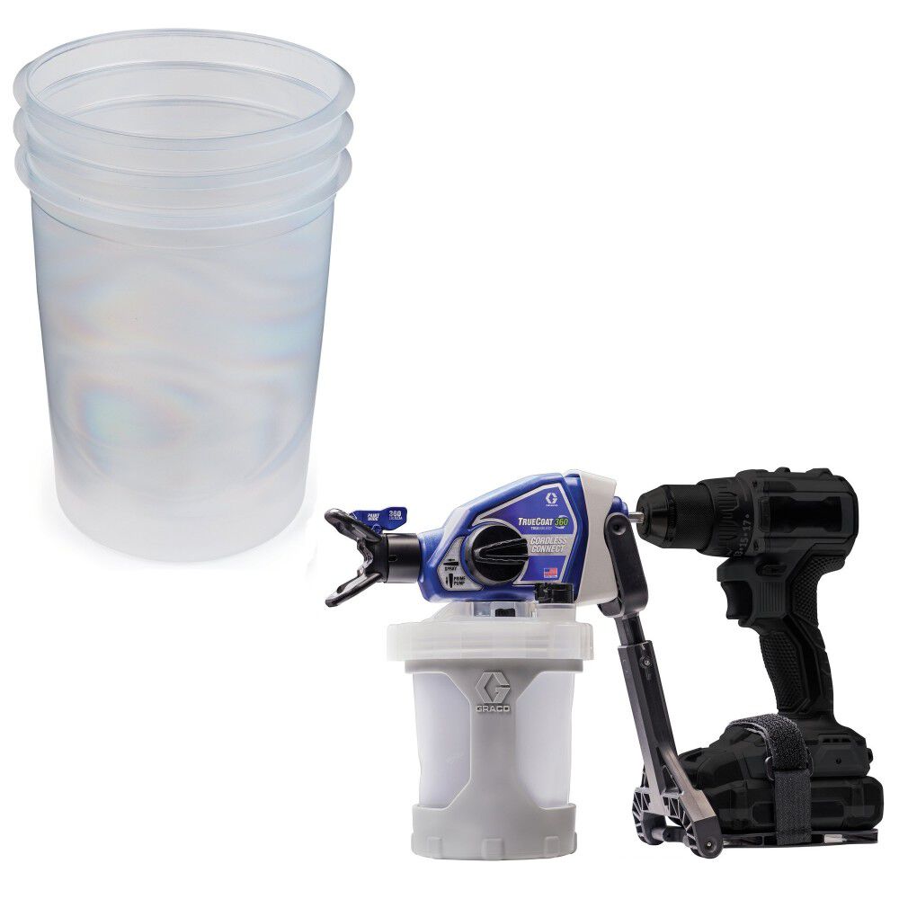 Graco 32 Oz FlexLiner Bag, TrueCoat 360 Connect Drill Sprayer Bundle, large image number 1