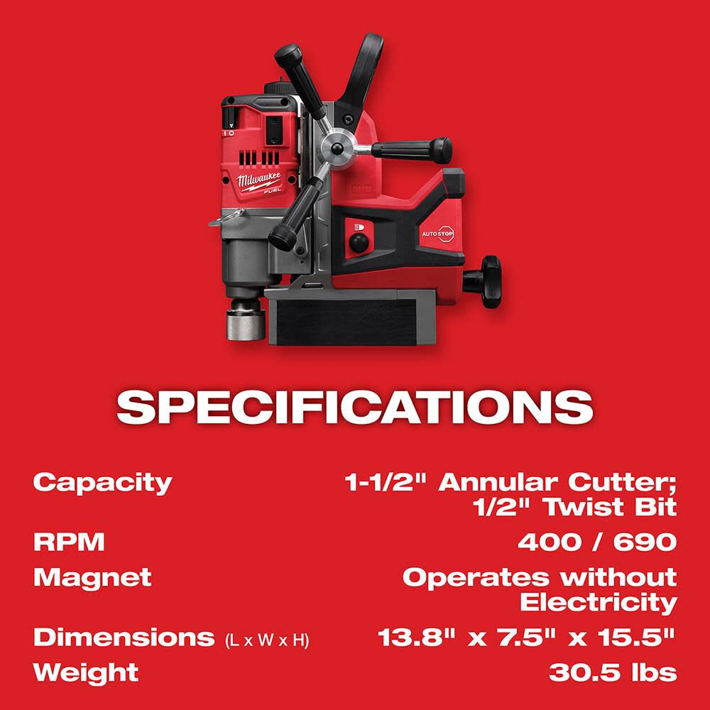 Milwaukee M18 FUEL 1-1/2inch Magnetic Drill Kit 2787-22HD - Acme Tools