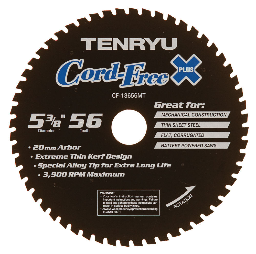 Tenryu Cord Free Series 5-3/8 Inch x 56T Thin Sheet Steel Blade - CF-13656MT