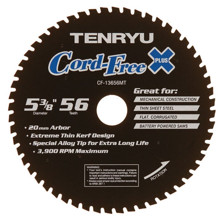 Tenryu Cord Free Series 5-3/8 Inch x 56T Thin Sheet Steel Blade