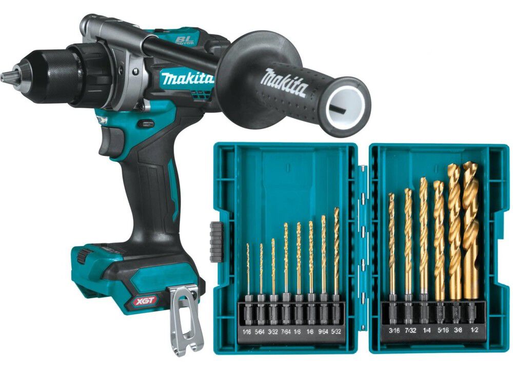 Makita XGT 40V max Driver Drill 1/2 Inch (Bare Tool) & Impact GOLD 14 Pc Titanium Drill Bit Set Bundle, large image number 1