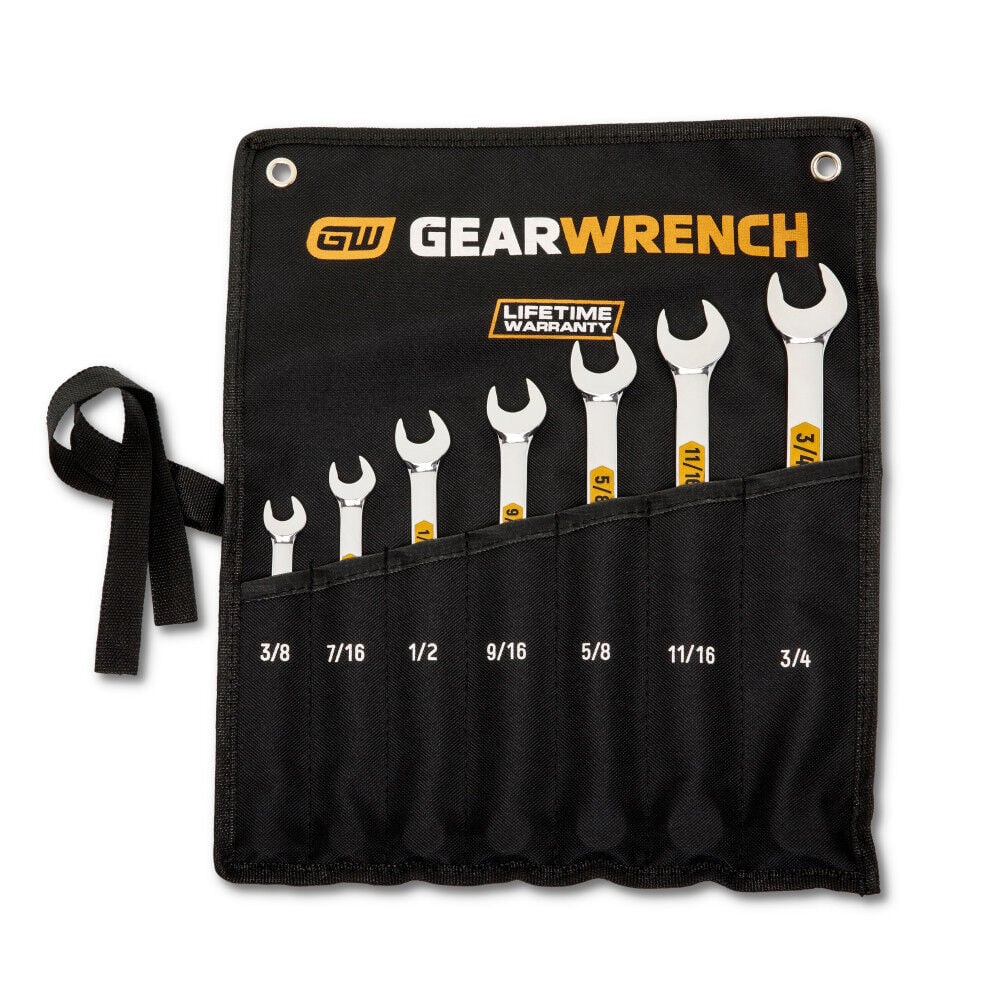 GEARWRENCH 7 Pieces 12 Point SAE Hi-Viz Long Pattern Combo Wrench Set, large image number 3