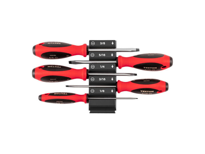 Tekton Slotted Screwdriver Set with Organizer 1/8 - 3/8 Inch 5 Pieces