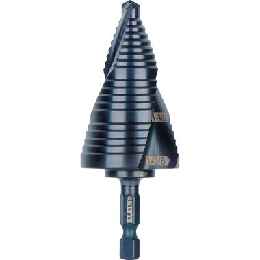 Klein Tools 7/8in to 1-3/8in Quick Release Sprial Flute Step Drill Bit, large image number 0