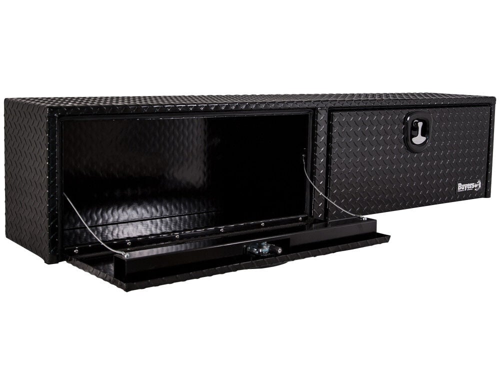 Buyers Products Company 16x13x72 Inch Gloss Black Diamond Tread Aluminum Topsider Truck Box – 1721551
