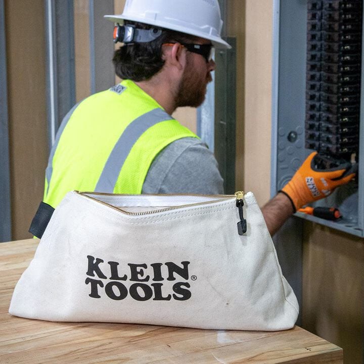 Klein Tools Zipper Bag, Extra-Long Canvas Tool Pouch, 16 Inch, Natural, large image number 10