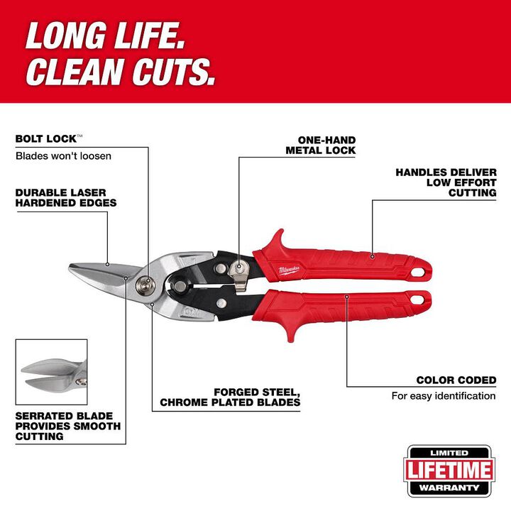 Milwaukee Left Cutting Aviation Snips, large image number 2
