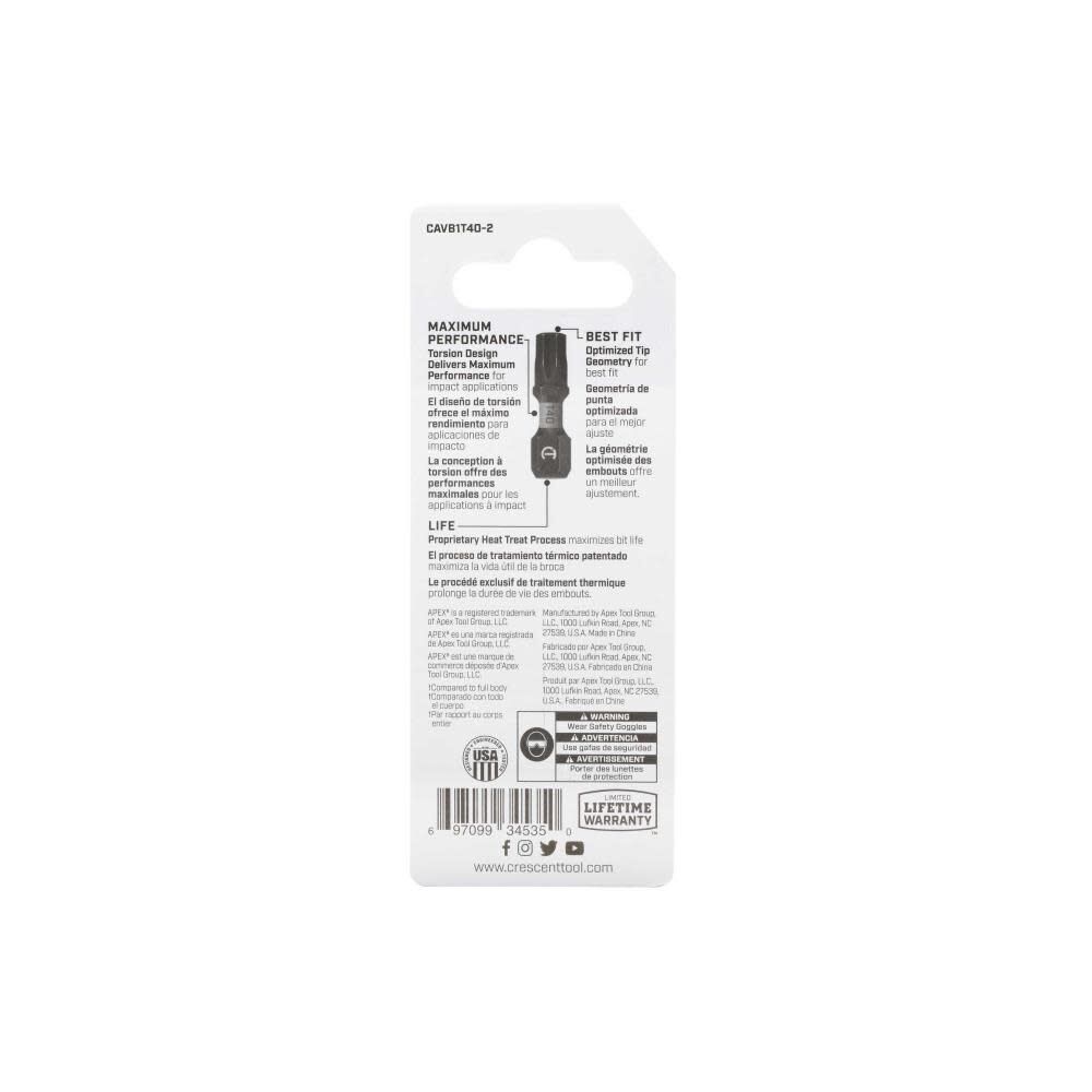 Crescent APEX Torx Vortex Impact Power Bit T40 x 1in, large image number 4