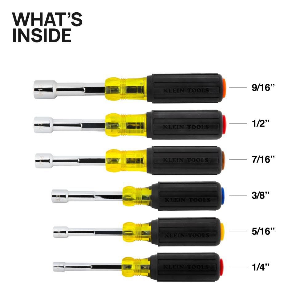 Klein Tools Color-Coded Hollow-Shaft Heavy-Duty Nut Driver Set, 6 Pieces, large image number 3