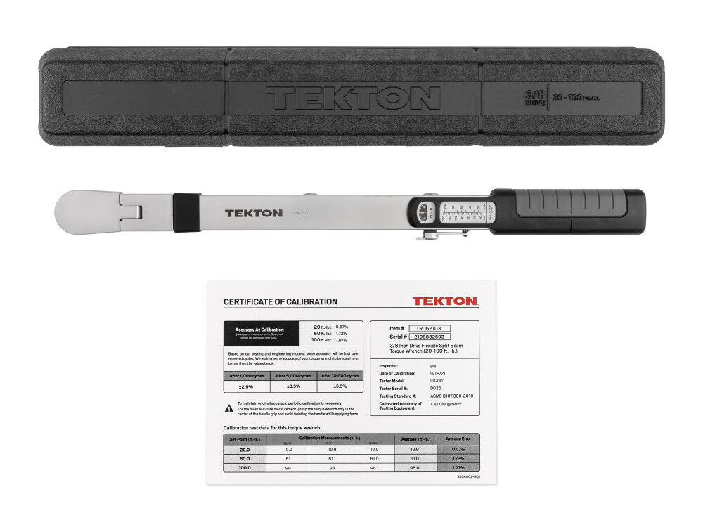 Tekton 3/8 Inch Drive 72-Tooth Split Beam Torque Wrench (20-100 ft.-lb.), large image number 2
