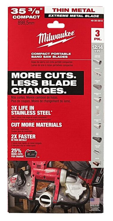 Milwaukee Extreme Thin Metal Band Saw Blades 3PK Compact, large image number 1