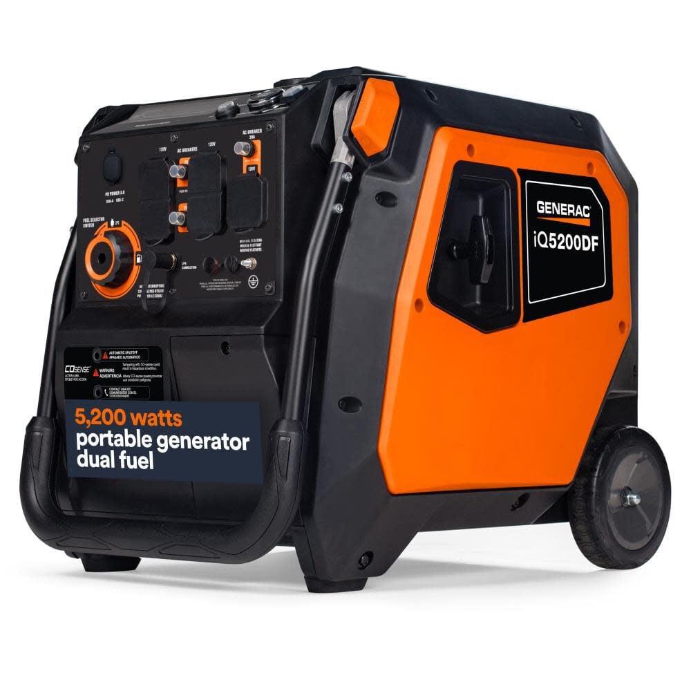 Generac IQ Series 5, 200 Watt Dual Fuel 50-State Portable Inverter Generator with COsense Technology – 8947G