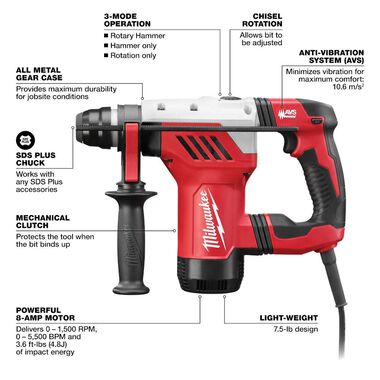 Milwaukee 1-1/8 In. SDS Plus Rotary Hammer Kit, large image number 2
