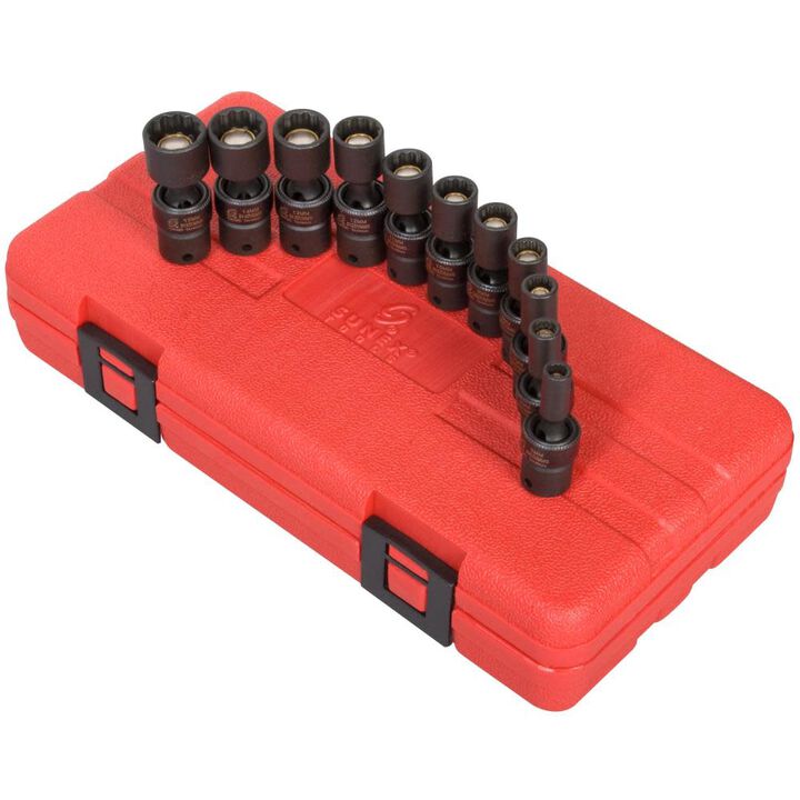 Sunex 1/4 In. Drive Metric 12pt Universal Magnetic Impact Socket Set
