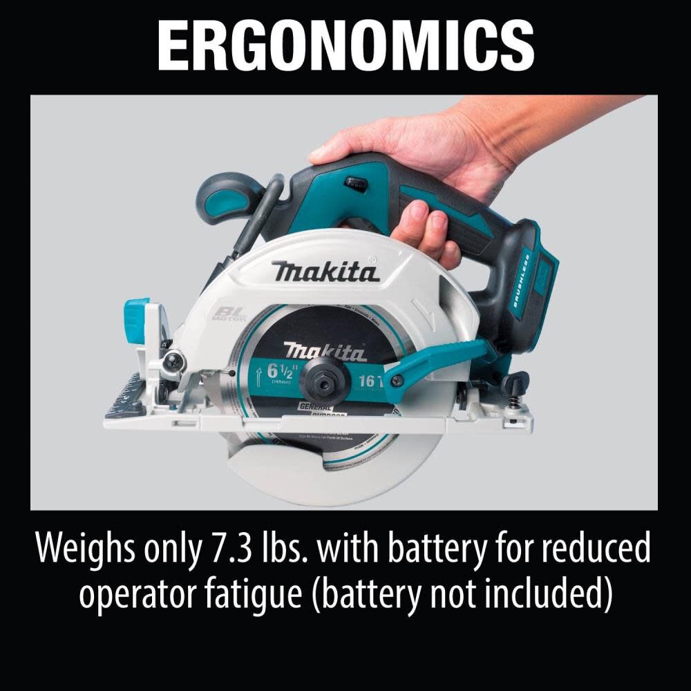 Makita 18V LXT Lithium-Ion Brushless Cordless 6-1/2 Inch Circular Saw (Bare Tool) & 64T Carbide-Tipped Ultra-Thin Kerf Saw Blade, large image number 16