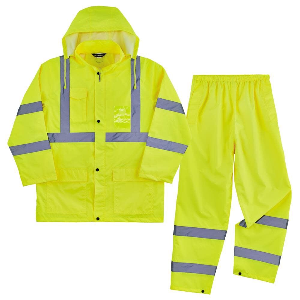 Ergodyne GloWear 8376K Lightweight Rain Suit Lime Size 2XL – 25436